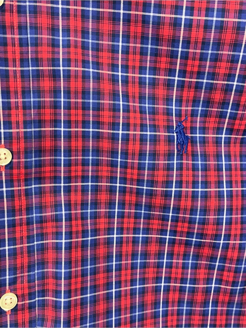 Polo Ralph Lauren Shirt Long Sleeve Button Up Mens XL red Plaid Cotton Stretch - Picture 2 of 5